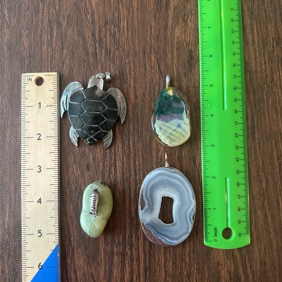 Unique Stone, Mother of Pearl and Glass Pendants Set - Picture 4 of 4